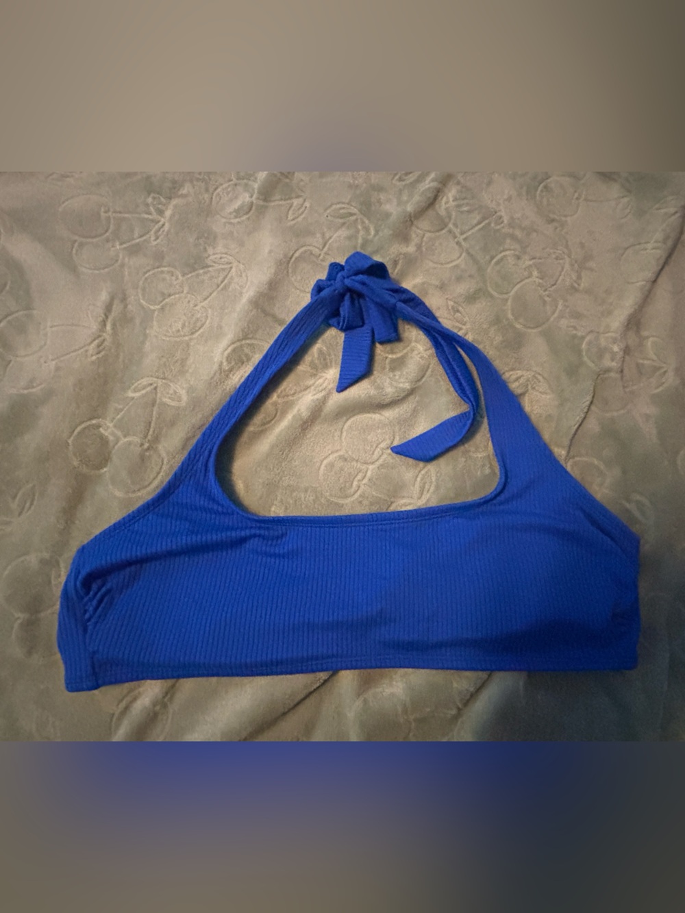 Xhilaration Blue Ribbed Halter Bikini Top